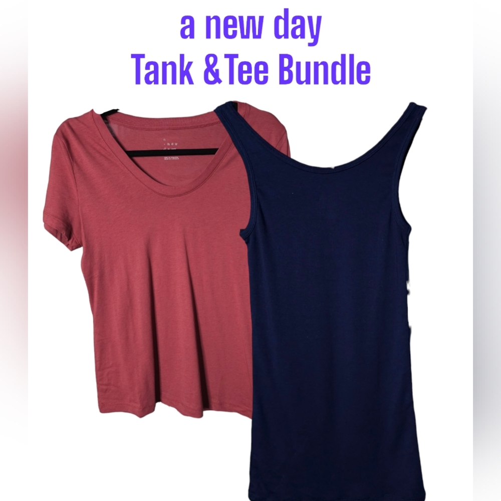 a new day 2 for 1 Navy Tank Top plus a Terracotta T-shirt Cotton Modal Blend XS